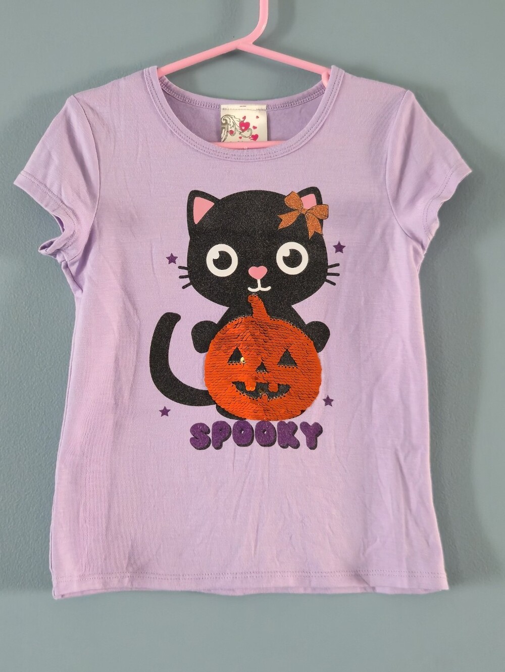 Halloween Cat & Flip Sequin Pumpkin Tee (5)